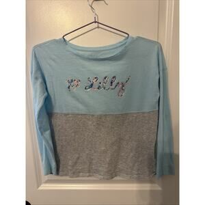 Girls Lilly Pulitzer Ling Sleeve Shirt Size Large Blue Grey